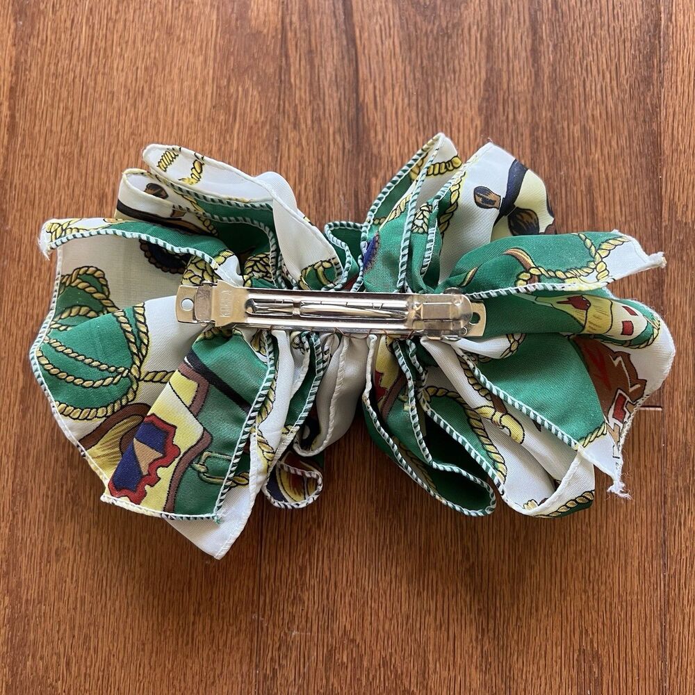 Vintage 80s 90s Hair Bow Lot 3 Ruffled Big Barrettes Preppy Cottagecore Floral - Picture 7 of 10